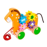 Дерев'яна каталка Viga Toys Коник із шестерінками (50976) - Pampik