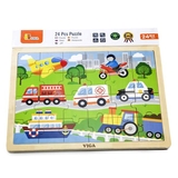 Деревянный пазл Viga Toys Транспорт 24 эл. (51462) - Pampik - 3