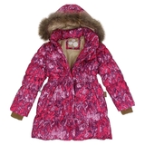 Пальто-пуховик Huppa Grace, р.122, фуксия с принтом (17930055-73263-122) - Pampik - 4