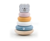 Набір дерев'яних іграшок PolarB Каталка та пірамідка Білий ведмедик (44227) - Pampik - 3
