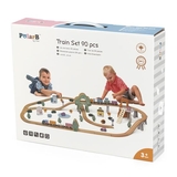 Игрушечная железная дорога PolarB деревянная 90 эл. (44067) - Pampik - 4
