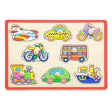 Дерев'яна рамка-вкладиш Viga Toys Кольоровий транспорт (50016) - Pampik