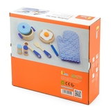 Детский кухонный набор Viga Toys Игрушечная посуда из дерева голубой (50115) - Pampik - 4