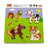 Дерев'яна рамка-вкладиш Viga Toys Звірята на фермі (50839) - Pampik