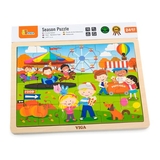 Дерев'яний пазл Viga Toys Пори року: Осінь, 24 елементи (51271) - Pampik - 2