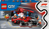 Конструктор LEGO City Піт-стоп і піт-екіпаж F1 з болідом Ferrari 322 деталі (60443) - Pampik
