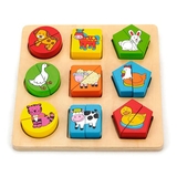 Деревянный пазл-сортер Viga Toys Фигуры и зверьки (59585) - Pampik