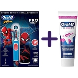 Набір: дитяча електрична зубна щітка Oral-B Pro Kids Людина-Павук з футляром + зубна Паста Oral-B Pro Junior для дітей від 6 до 12 років, 75 мл - Pampik
