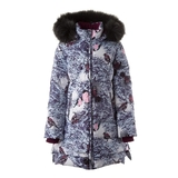 Пальто-пуховик Huppa Parish 1, р.122, бордовий з принтом (12470155-23334-122) - Pampik