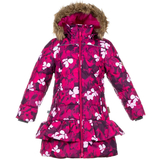 Пальто зимнее Huppa Whitney, р.122, фуксия с принтом (12460030-81663-122) - Pampik