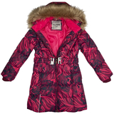 Пальто зимове Huppa Yacaranda, р.122, бордовий з принтом (12030030-44534-122) - Pampik - 4