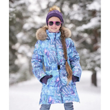 Пальто-пуховик Huppa Yasmine, р.146, блакитний з принтом (12020055-11436-146) - Pampik - 2