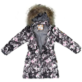 Пальто-пуховик Huppa Yasmine, р.122, черно-белый с принтом (12020055-81020-122) - Pampik - 4