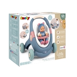 Коляска Smoby Little 3 в 1 для прогулянок з лялькою, синій (140308) - Pampik