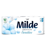 Туалетний папір Milde Sensitive, тришаровий, 8 рулонів - Pampik