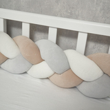 Бампер-косичка Twins Ego 3-прядна, велюр, 240 см, екрю/бежевий/сірий (2020-K3-240E-1002) - Pampik - 2