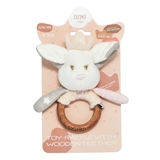 Игрушка-погремушка с деревянным прорезывателем Elfiki Эльфик Айли, розовый (ІГ-0111) - Pampik