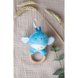 Іграшка-брязкальце з дерев'яним прорізувачем Elfiki Пташка Піпо, блакитний (ІГ-0114) - Pampik - 4